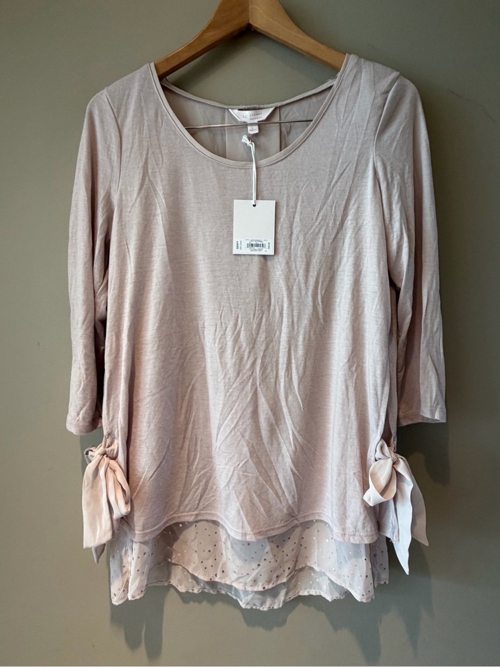 LC Lauren Conrad Blush Layered Tie-Sleeve Tunic L NWT
